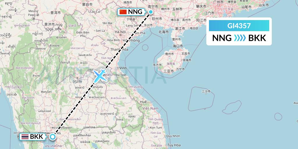 GI4357 Germania Express Flight Map: Nanning to Bangkok