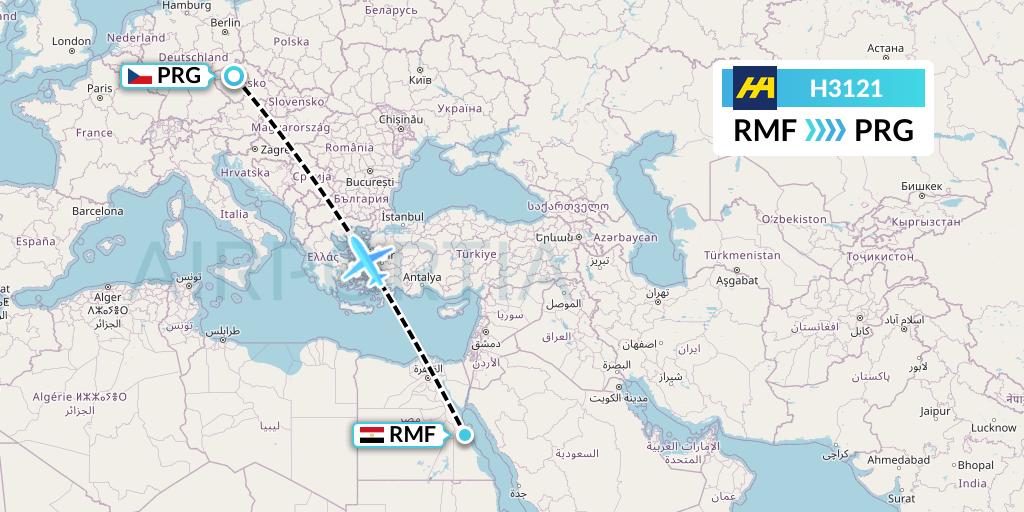 H3121 Harbour Air Flight Map: Marsa Alam to Prague
