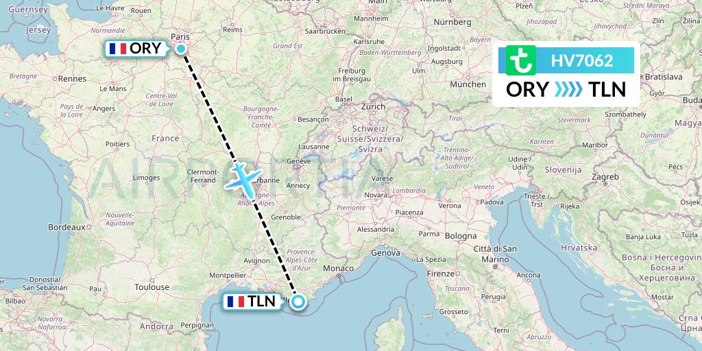 HV7062 Transavia Flight Map: Paris to Toulon
