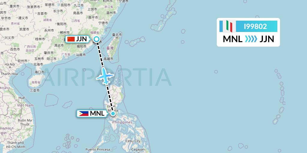 I99802 Air Italy Flight Map: Manila to Jinjiang