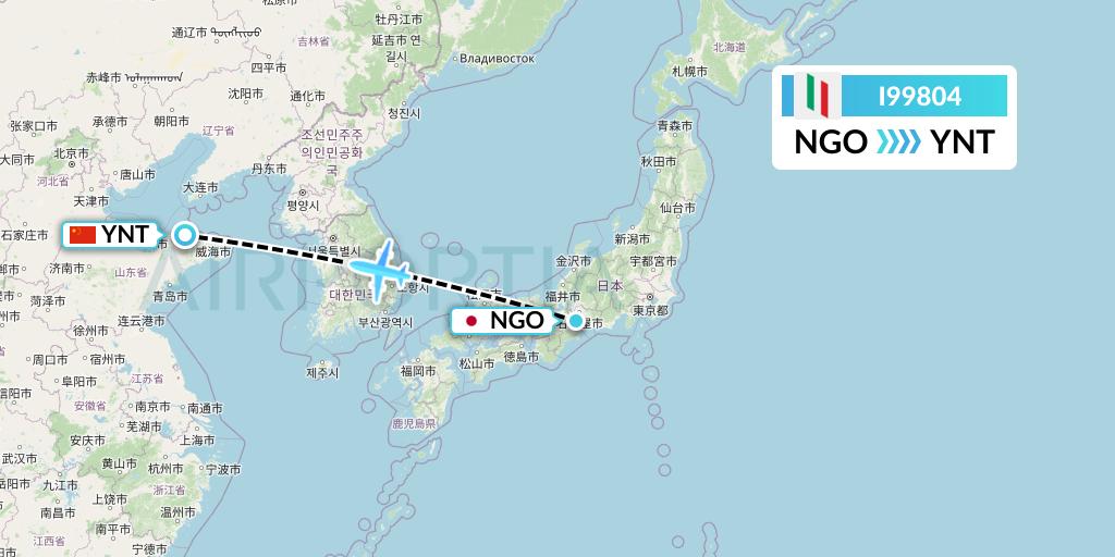 I99804 Air Italy Flight Map: Nagoya to Yantai