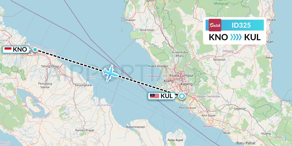 ID325 Batik Air Flight Map: Medan to Kuala Lumpur