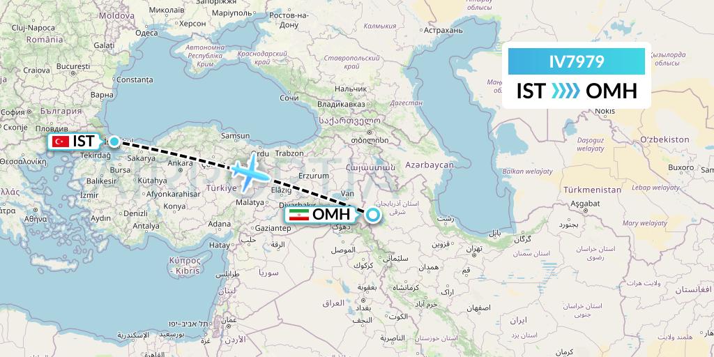 IV7979 VVB Aviation Malta Flight Map: Istanbul to Urmia