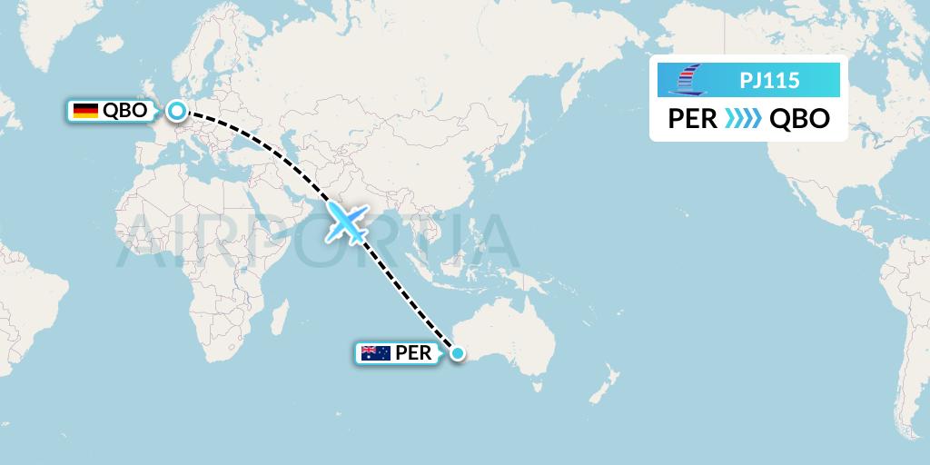 PJ115 Air Saint-Pierre Flight Map: Perth to Bochum