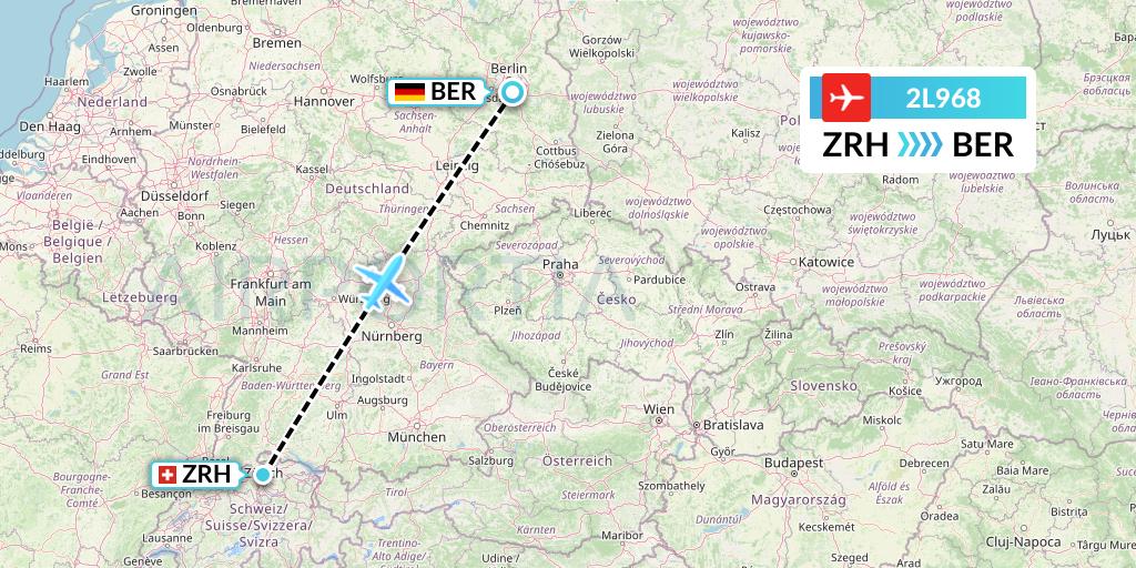 2L968 Helvetic Airways Flight Map: Zurich to Berlin