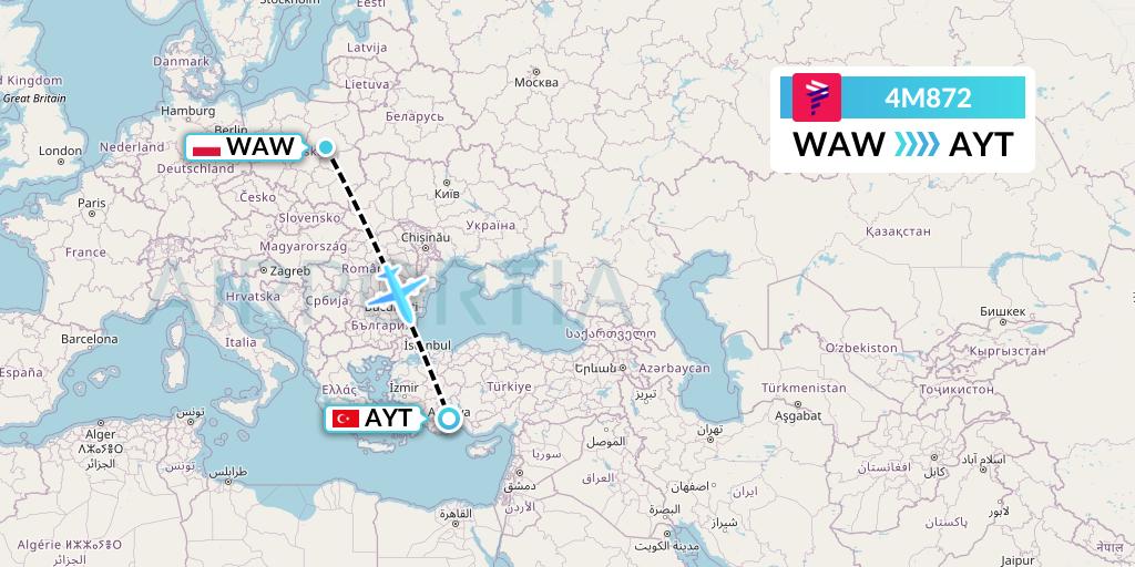 4M872 LATAM Airlines Argentina Flight Map: Warsaw to Antalya