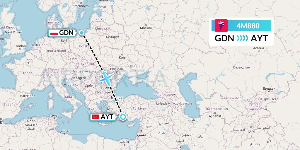4M880 LATAM Airlines Argentina Flight Map: Gdansk to Antalya