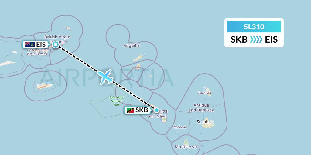 5L310 Fly Salone Airlines Limited Flight Map: Basseterre to Beef Island