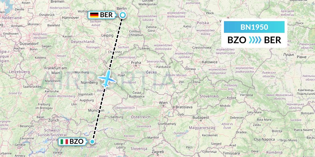 BN1950 Forward Air International Airlines Flight Map: Bolzano to Berlin