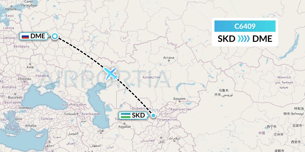 C6409 Capitol Air Express Flight Map: Samarkand to Moscow