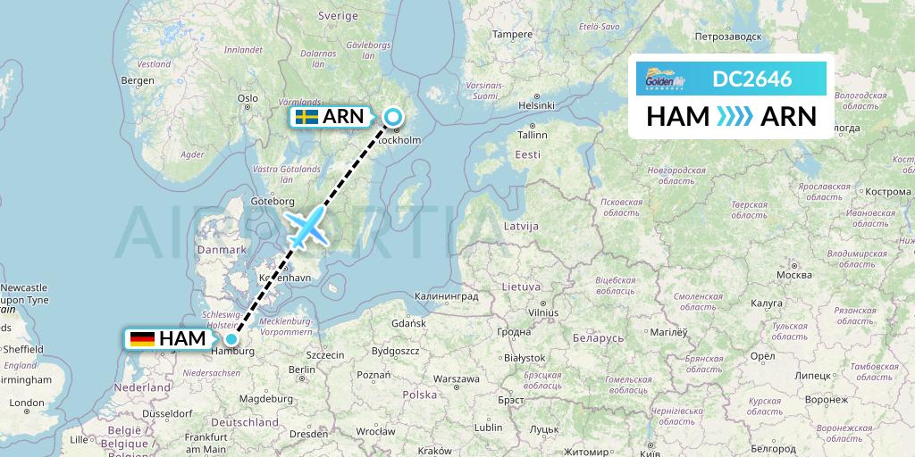 DC2646 Braathens Regional Flight Map: Hamburg to Stockholm