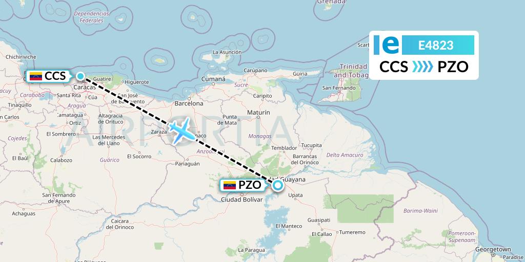 E4823 Estelar Latinoamerica C.A. Flight Map: Caracas to Puerto Ordaz