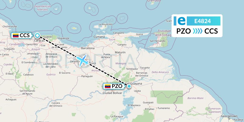 E4824 Estelar Latinoamerica C.A. Flight Map: Puerto Ordaz to Caracas