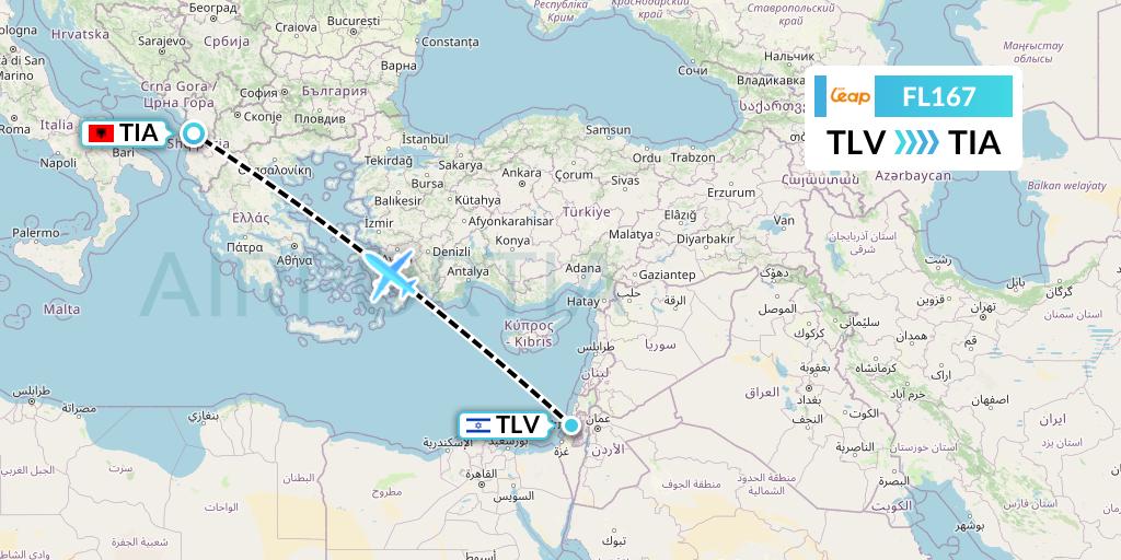 FL167 AirTran Flight Map: Tel Aviv to Tirana