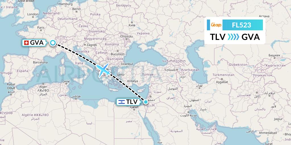 FL523 AirTran Flight Map: Tel Aviv to Geneva