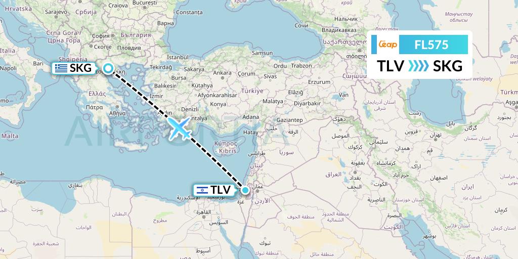 FL575 AirTran Flight Map: Tel Aviv to Thessaloniki