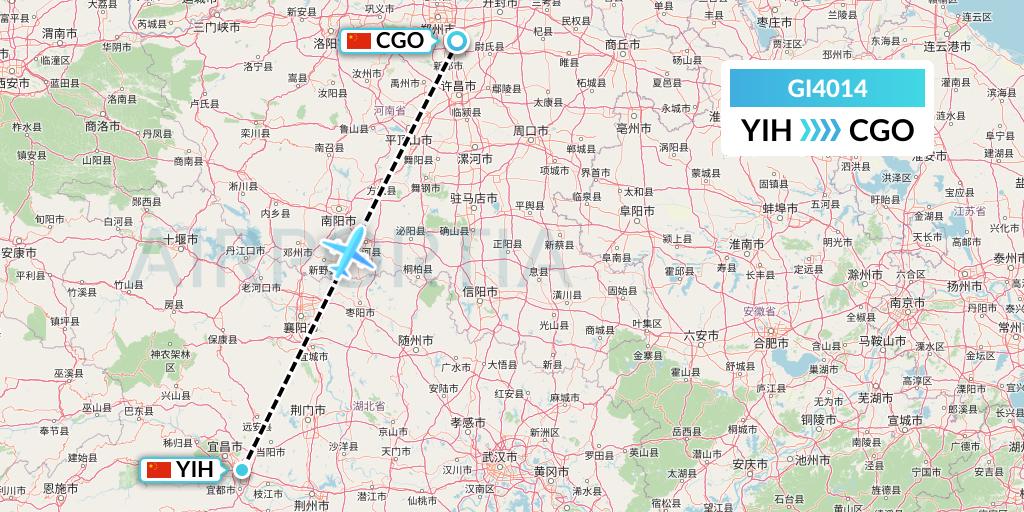 GI4014 Germania Express Flight Map: Yichang to Zhengzhou