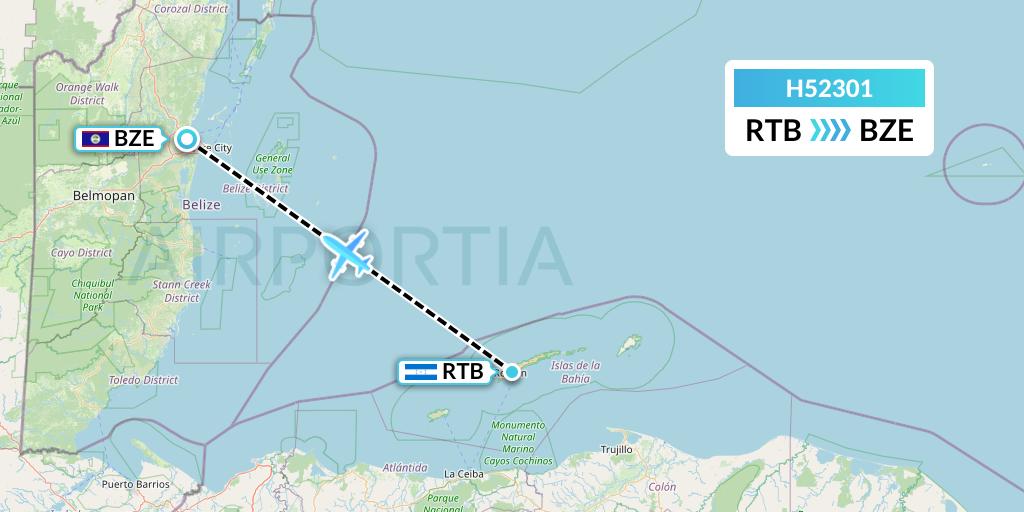 H52301 MAVIAL - Magadan Airlines Flight Map: Roatan to Belize City