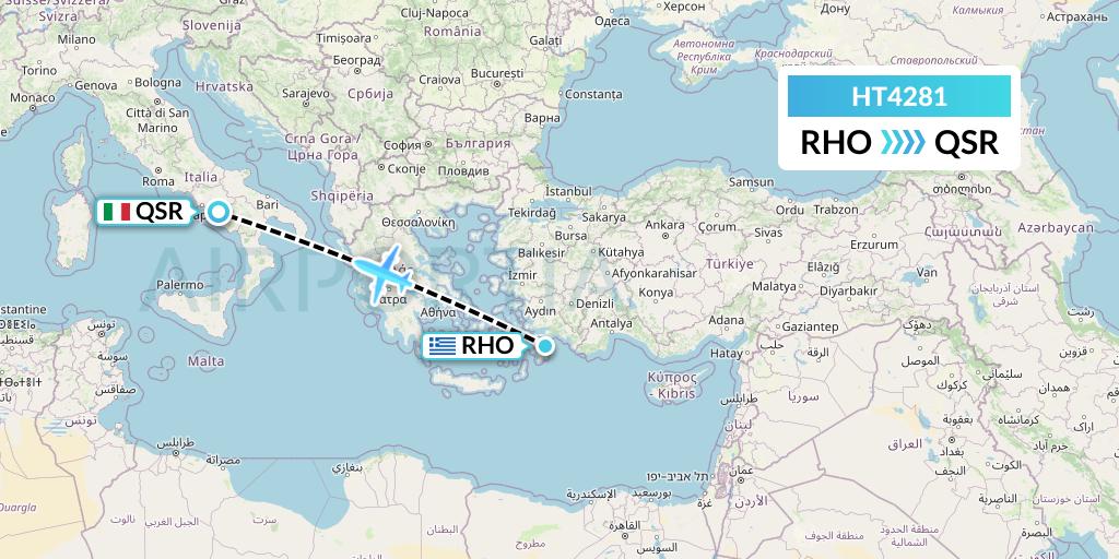 HT4281 Ningxia Cargo Airlines CO.,LTD Flight Map: Rhodes to Salerno