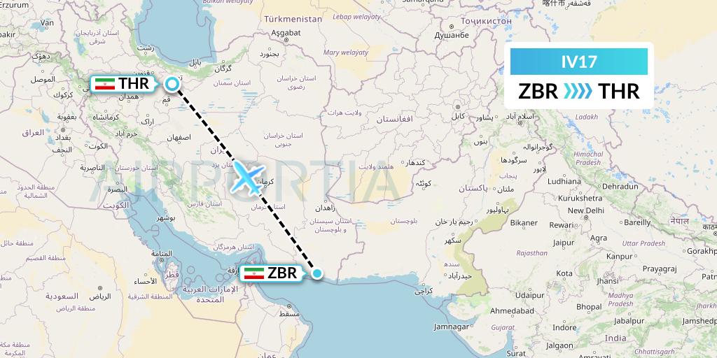 IV17 VVB Aviation Malta Flight Map: Chabahar to Tehran