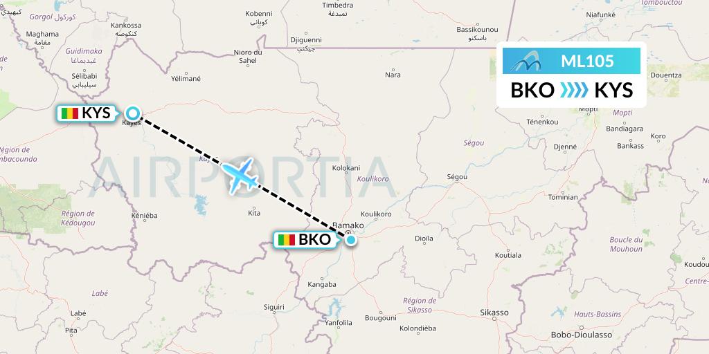 ML105 Air Mediterranee Flight Map: Bamako to Mali