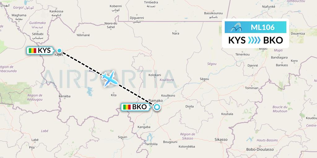 ML106 Air Mediterranee Flight Map: Mali to Bamako