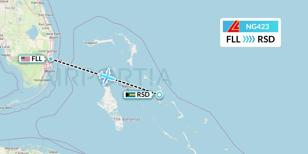NG423 Aero Contractors Flight Map: Fort Lauderdale to Rock Sound