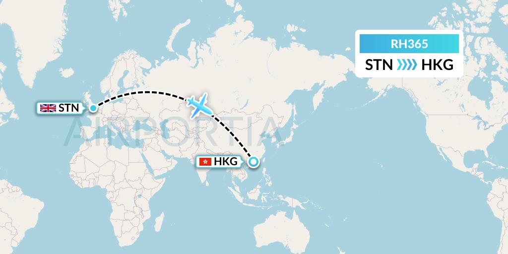 RH365 Republic Express Airlines Flight Map: London to Hong Kong