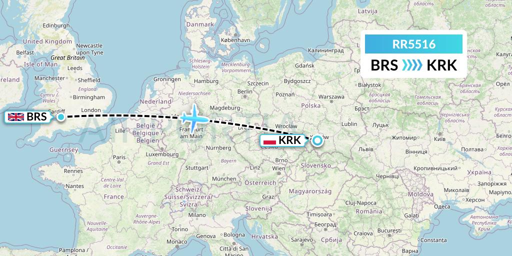 RR5516 Royal Air Force Flight Map: Bristol to Krakow