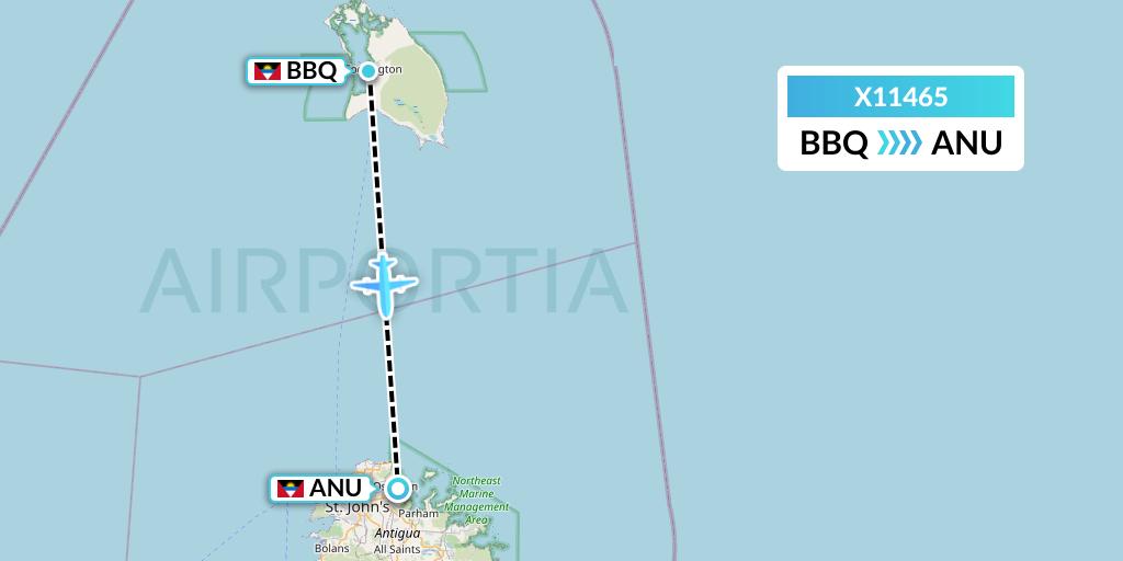 X11465 Nik Airways Flight Map: Codrington to Antigua