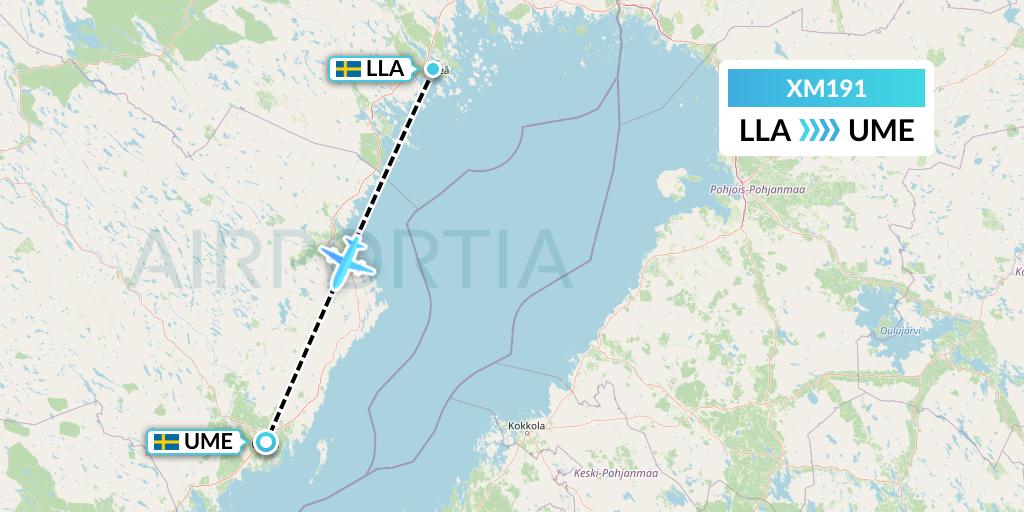 XM191 Zimex Aviation Ltd Flight Map: Lulea to Umea