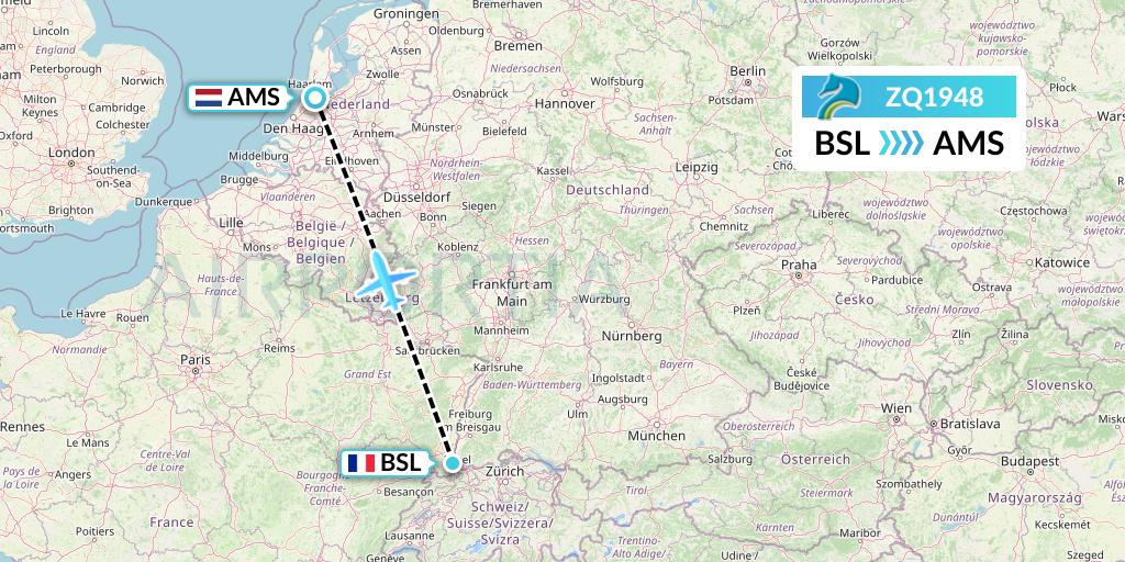ZQ1948 Azman Air Flight Map: Basel to Amsterdam