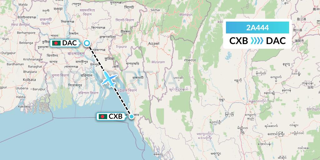 2A444 Deutsche Bahn AG Flight Map: Cox's Bazar to Dhaka