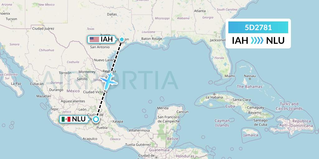 5D2781 Aeromexico Connect Flight Map: Houston to Reyes Acozac