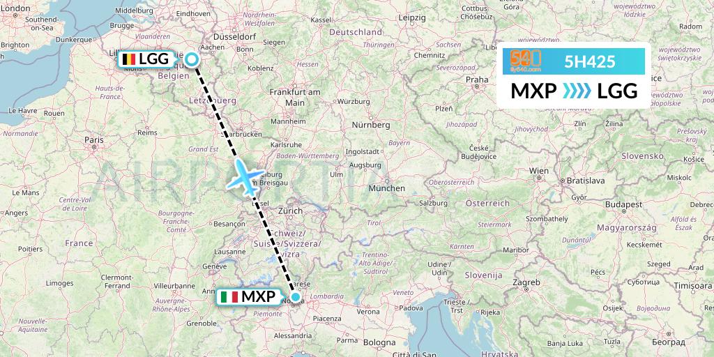 5H425 Fly540 Flight Map: Milan to Liege