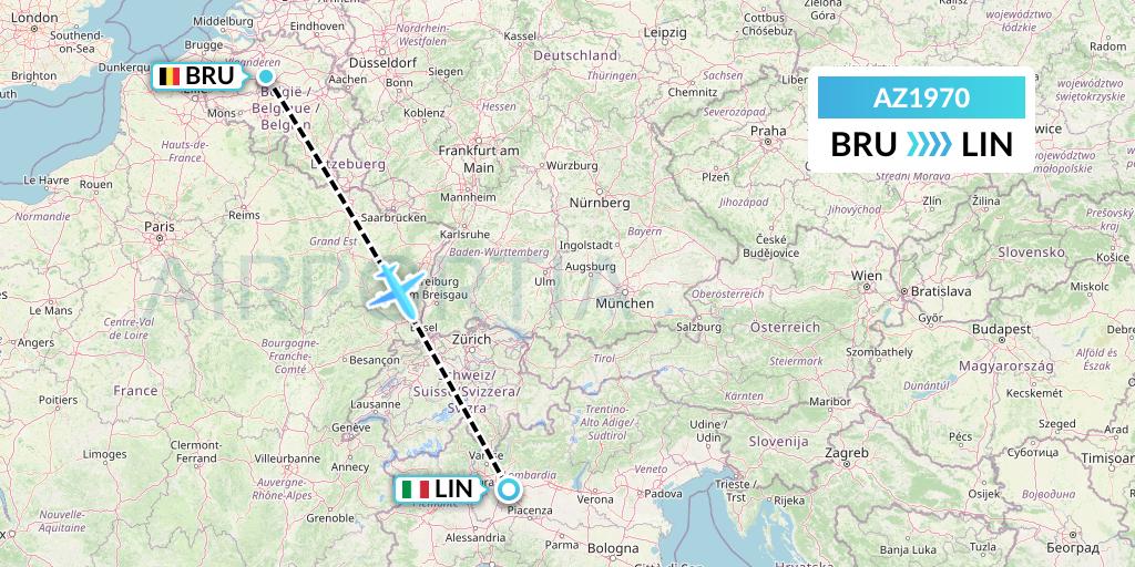 AZ1970 ITA Airways Flight Map: Brussels to Milan