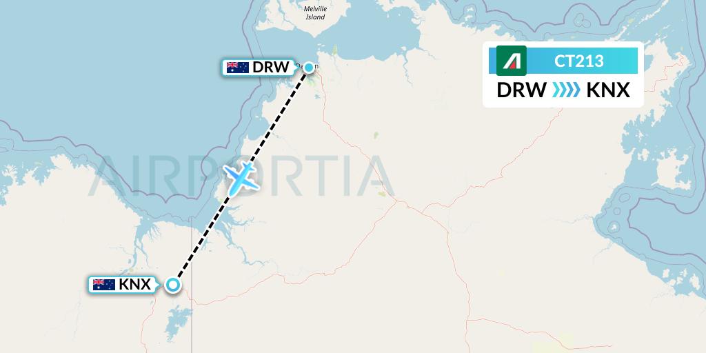 CT213 Alitalia CityLiner Flight Map: Darwin to Kununurra