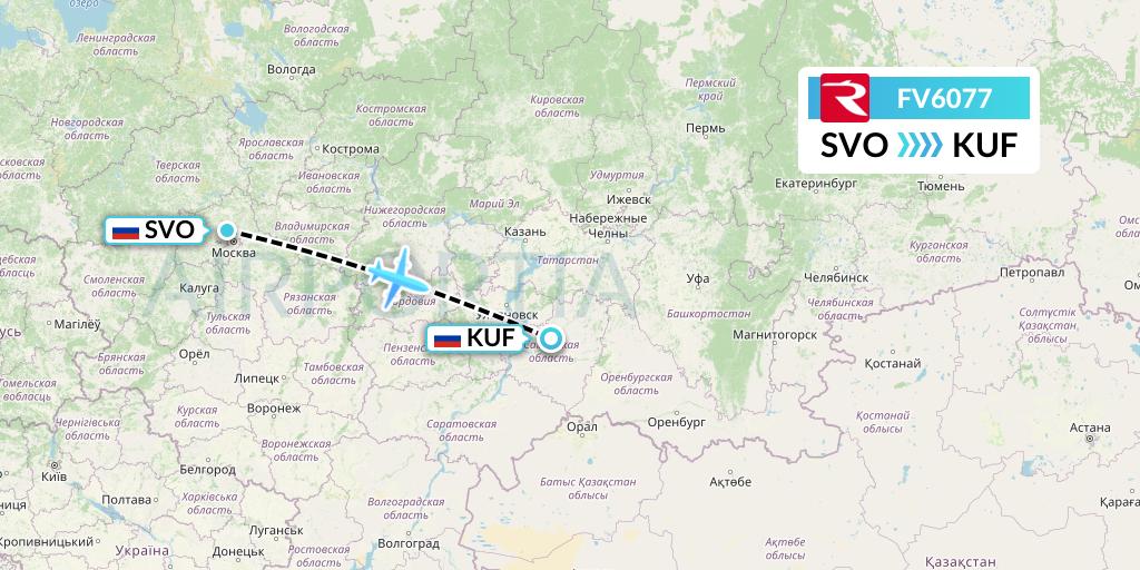 FV6077 Rossiya Flight Map: Moscow to Samara