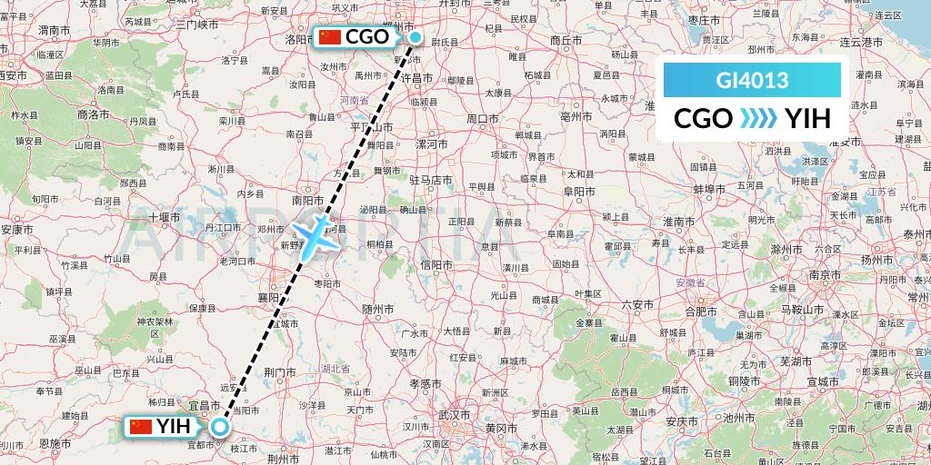 GI4013 Germania Express Flight Map: Zhengzhou to Yichang