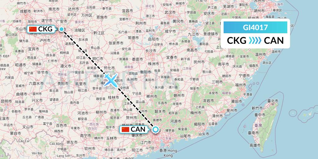 GI4017 Germania Express Flight Map: Chongqing to Guangzhou