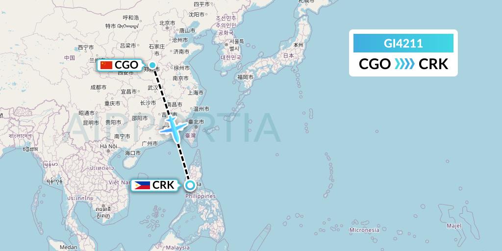 GI4211 Germania Express Flight Map: Zhengzhou to Angeles City
