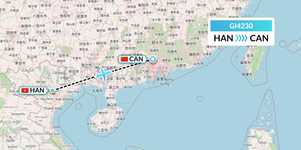 GI4230 Germania Express Flight Map: Hanoi to Guangzhou