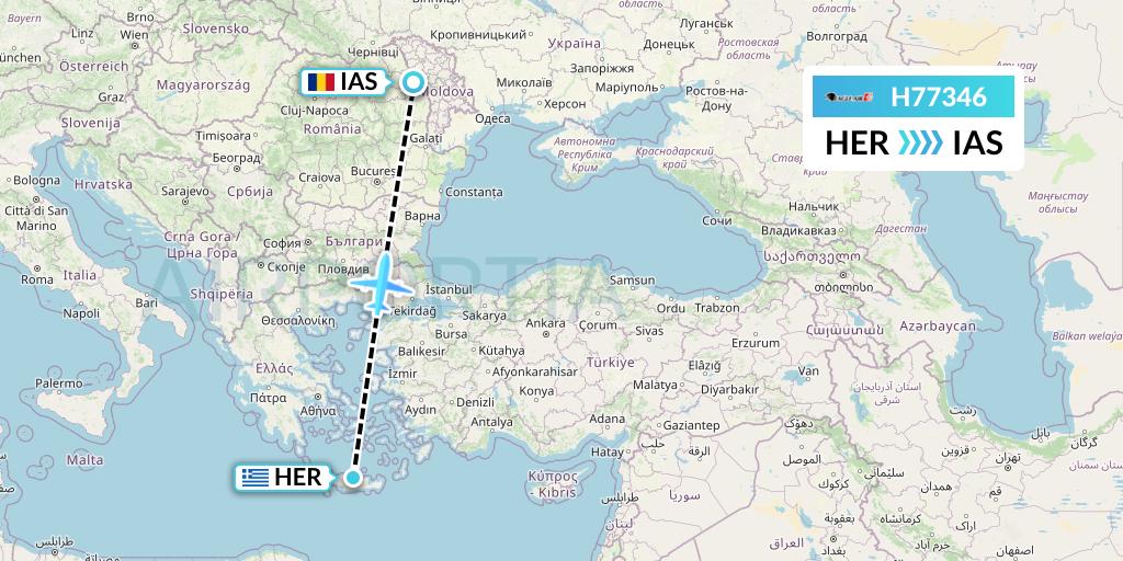 H77346 Eagle Air Flight Map: Heraklion to Iasi