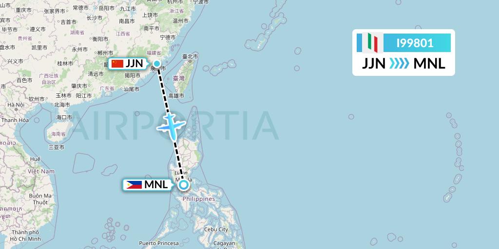 I99801 Air Italy Flight Map: Jinjiang to Manila