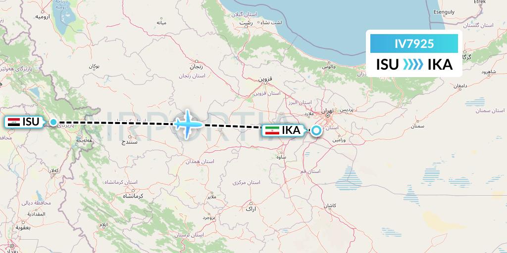 IV7925 VVB Aviation Malta Flight Map: Sulaimaniyah to Tehran