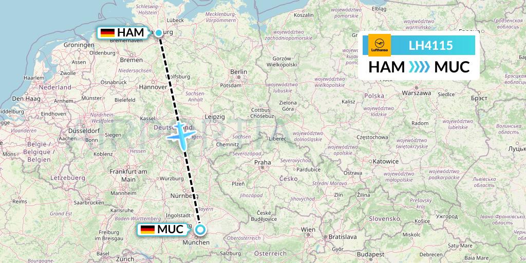 LH4115 Lufthansa Flight Map: Hamburg to Munich