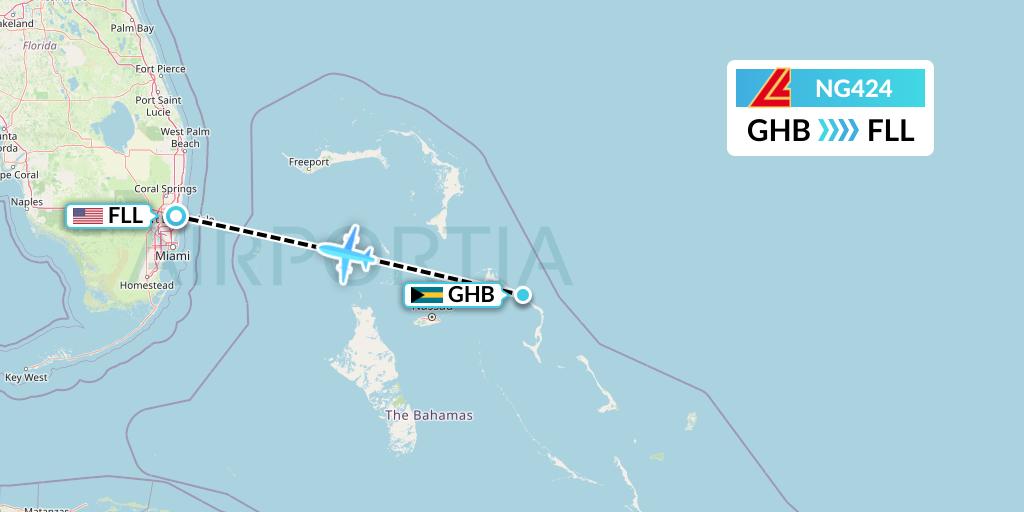 NG424 Aero Contractors Flight Map: Governor's Harbour to Fort Lauderdale