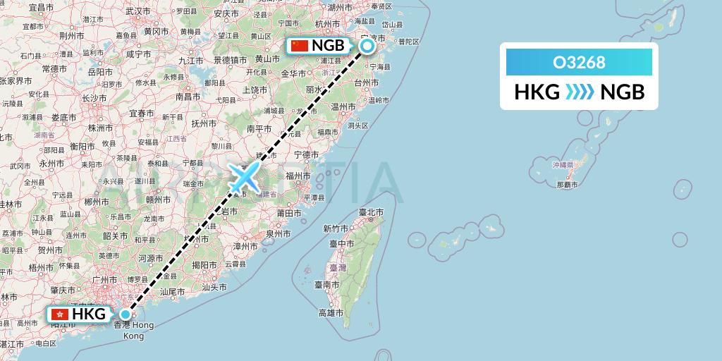 O3268 SF Airlines Flight Map: Hong Kong to Ningbo