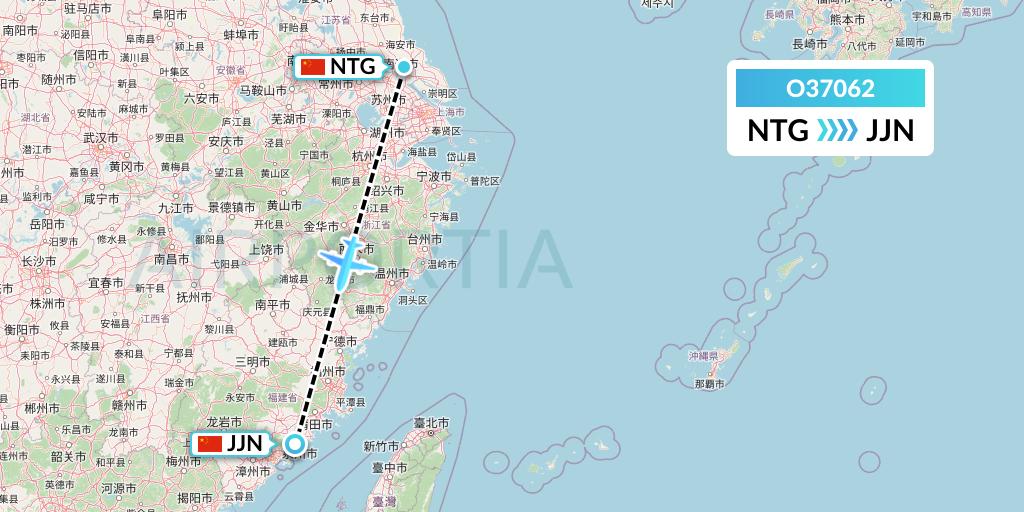O37062 SF Airlines Flight Map: Nantong to Jinjiang