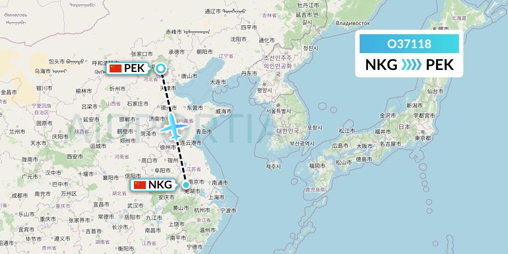 O37118 SF Airlines Flight Map: Nanjing to Beijing
